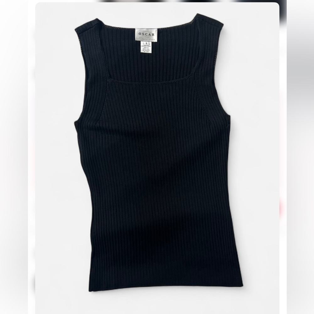 Oscar de la Renta Midnight Ribbed Tank Top